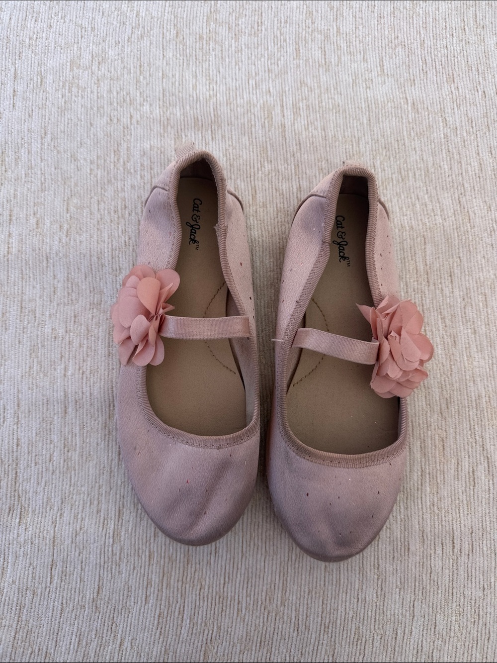 Cat & Jack Blush Pink Flower Strap Mary Jane Shoes